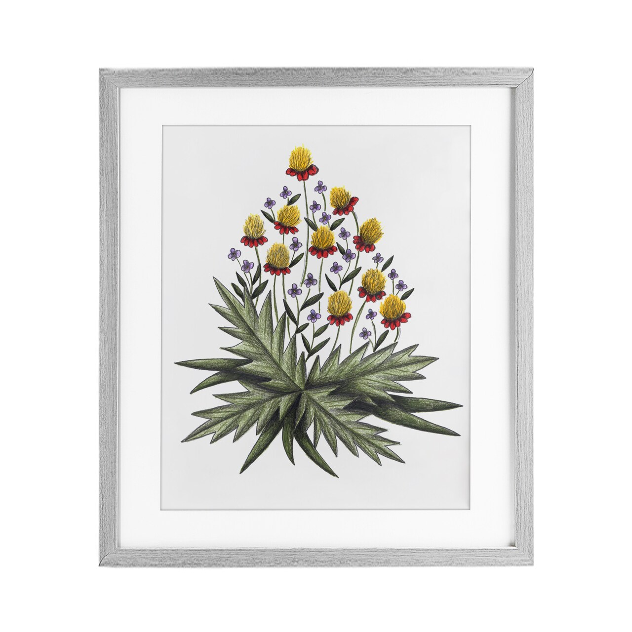 Stupell Industries Yellow Leafy Wild Flowers Framed Print Under Glass, design by Cecilia Battaini